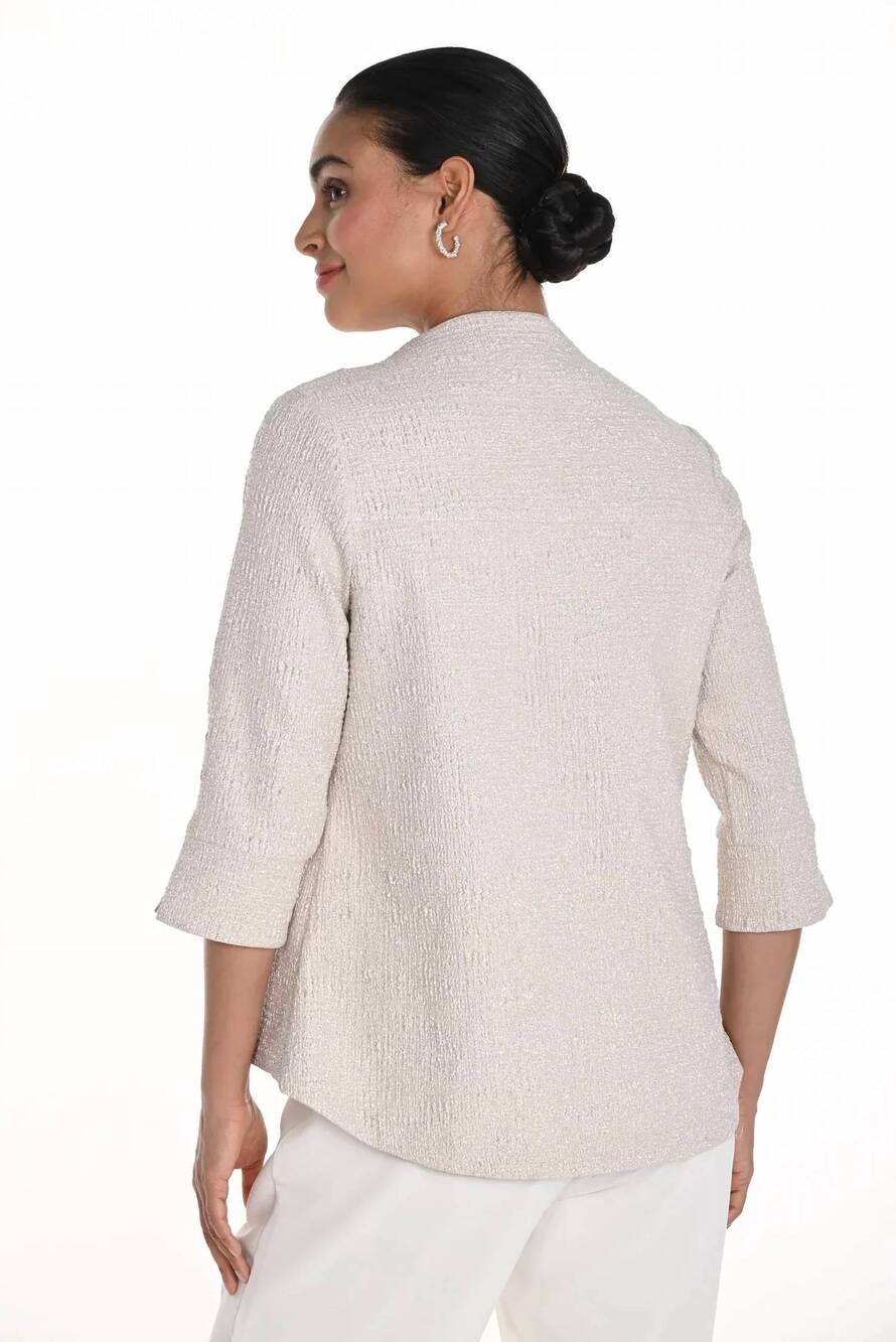 NEW FRANK LYMAN textured shimmery swing jacket in pink/gold - Picture 3 of 4
